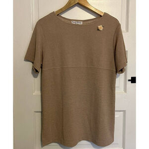 Vintage Nicole Studio Tan Short sleeve Blouse L 10